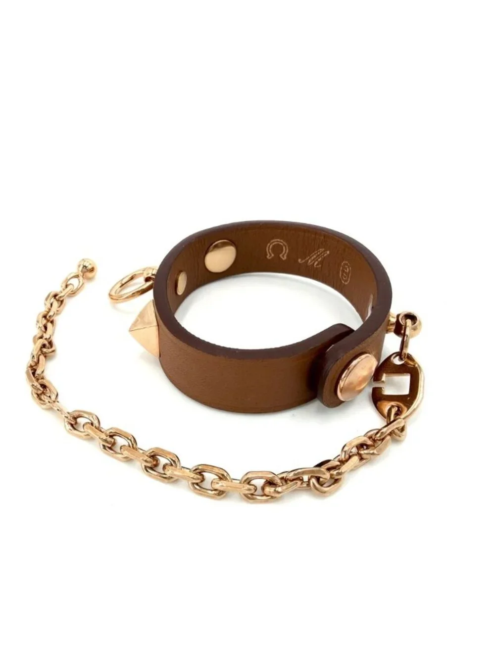 Hermes Rival Glove Holder Charm Leather Brown Gold Vintage Gloves